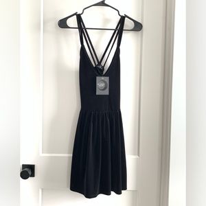 Luxurious velvety Midnight Hour black midi racerback dress
